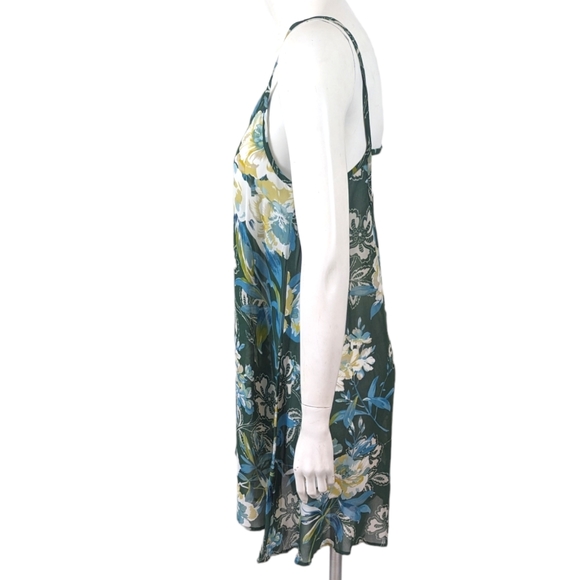Free People Sheer Floral Mini Dress Coverup Tunic Top Womens XS Green Tank Top - Picture 4 of 9